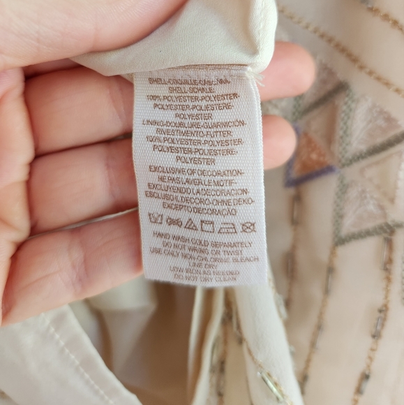 Free People Boho Flapper Shift Beaded Embroidered Backless Mini Dress - Cream - Picture 14 of 15